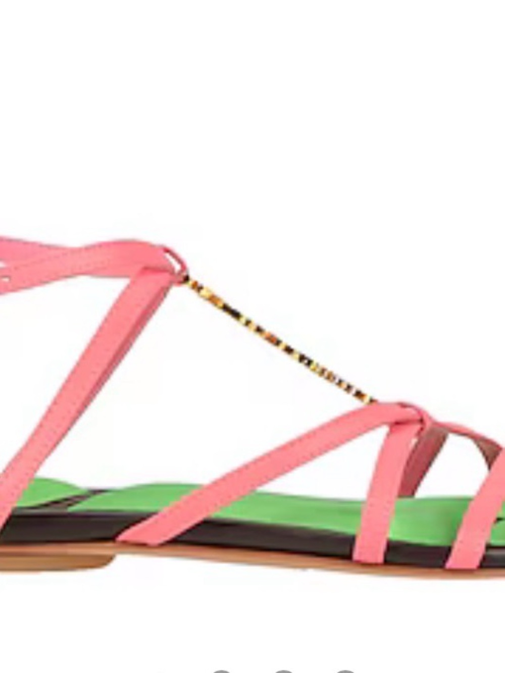 Jacquemus Pink Strappy Flats with Green Footbed
